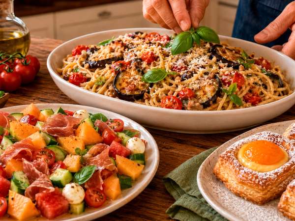 Menú diario, 4 de julio: ensalada refrescante, pasta cremosa y oranais de albaricoque