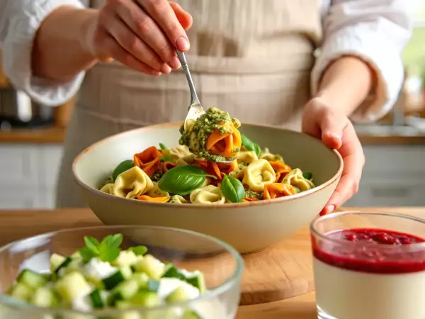 Menú diario, 7 de julio: refrescante sopa fría, ensalada de tortellini y panna cotta