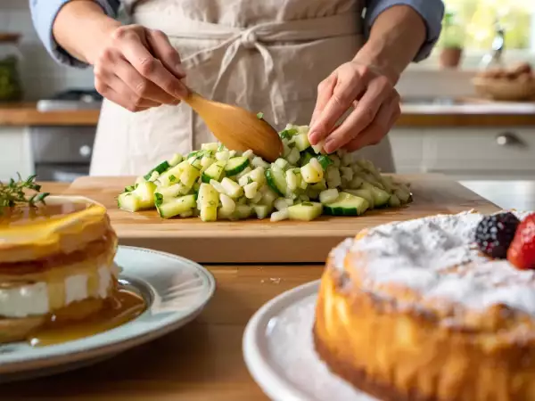 Menú vegetariano, 1 de julio: ensalada crujiente, crinkle cake salado y cheesecake de ricotta