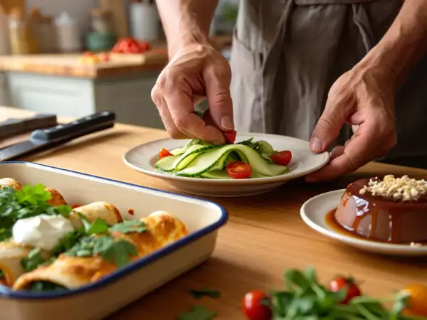 Menú vegetariano, 5 de julio: ensalada de pepino, enchiladas y delicioso flan de chocolate