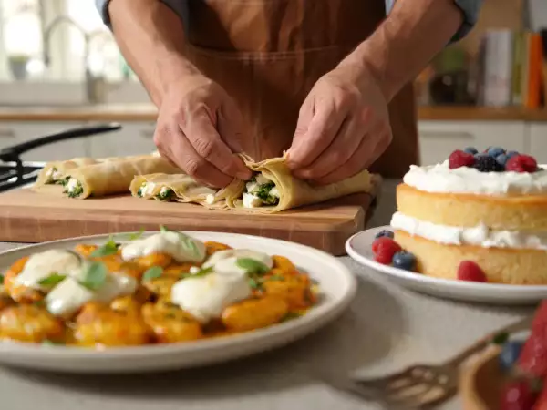 Menú vegetariano, 14 julio: Rollitos turcos de queso, ñoquis y un esponjoso bizcocho de nata