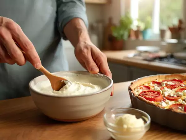Menú vegetariano, 16 de julio: Crema ligera de puerro y patata, quiche de tomate y feta y helado whey whey