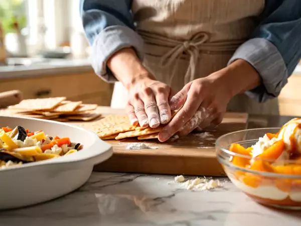 Menú vegetariano, 20 de julio: Crackers de romero caseras, pasta alla norma y melocotón melba
