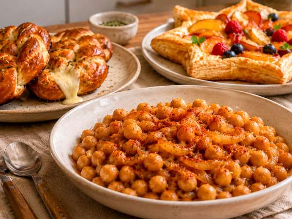 Menú vegetariano, 29 de julio: bretzels crujientes, garbanzos sabrosos y tartaleta de frutas en forma de estrella