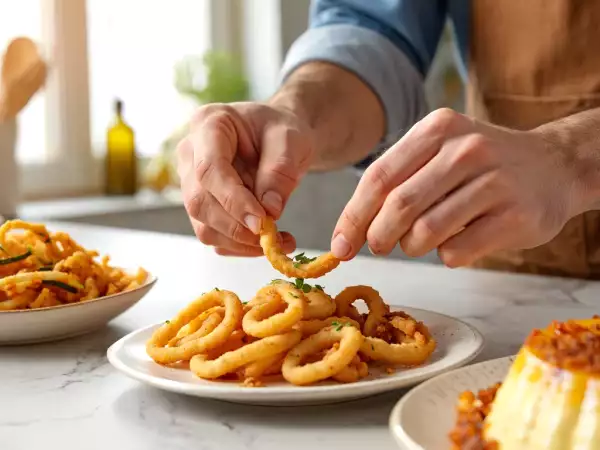 Menú diario, 24 de julio: chips de calabacín en tempura, calamares a la mediterránea y flan de huevo casero