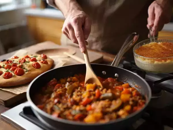 Menú vegetariano, 13 de agosto: Focaccia de tomates cherry, lentejas caseras y arroz con leche al caramelo