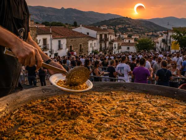 El pueblo de 93 vecinos que prepara paella para recibir a 2.000 personas por el eclipse
