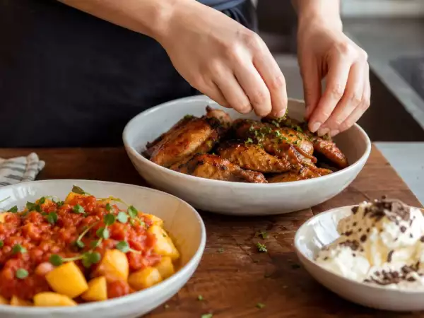 Menú diario, 7 de septiembre: patatas con tomate, alitas de pollo picantes y helado de mascarpone