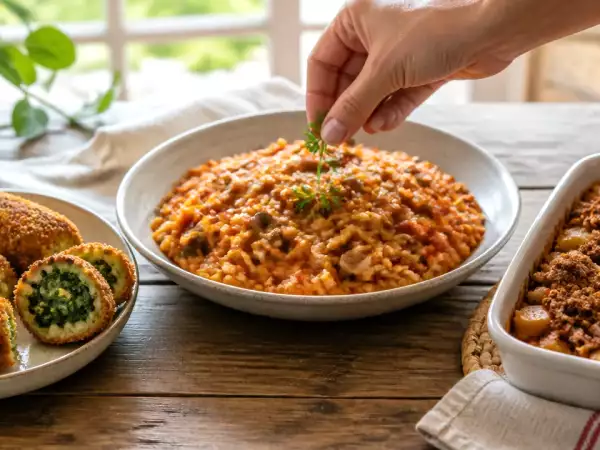 Menú diario, 24 de septiembre: croquetas de espinacas, arroz con tomate y crumble de manzana