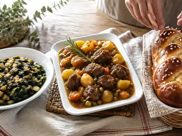 Menú diario, 28 de septiembre: espinacas con pasas, estofado de ternera y brioche Vendéenne