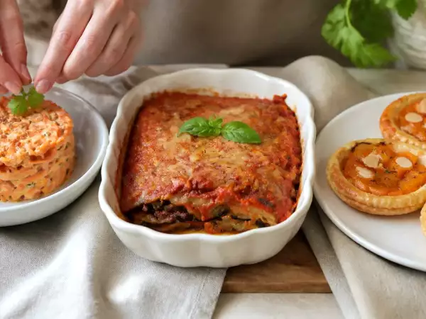 Menú vegetariano, 30 de agosto: Ensalada tailandesa de zanahoria, berenjenas a la parmesana y tarteletas tatin de albaricoque