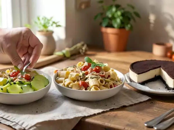 Menú vegetariano, 2 de septiembre: Calabacín cocido, pasta cremosa y tarta de oreo