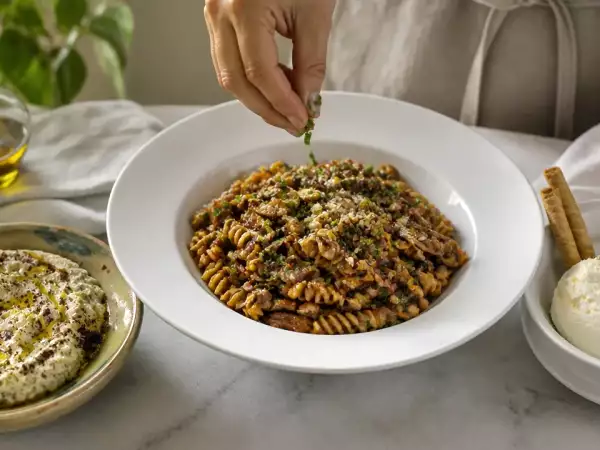 Menú vegetariano, 9 de septiembre: Baba ganoush, pasta con ajo y setas y helado de ricotta y limoncello