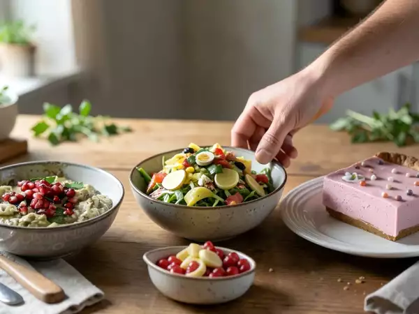 Menú vegetariano, 14 de septiembre: Crema de berenjena árabe, ensalada campera y tarta de petit suisse