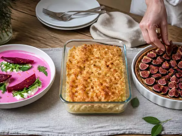 Menú vegetariano, 18 de septiembre: raviolis de remolacha, mac and cheese y tarta de higos