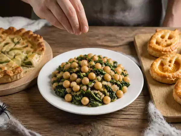 Menú vegetariano, 31 de octubre: Quiche de calabacín, garbanzos con acelgas y calabazas de hojaldre y albaricoque: