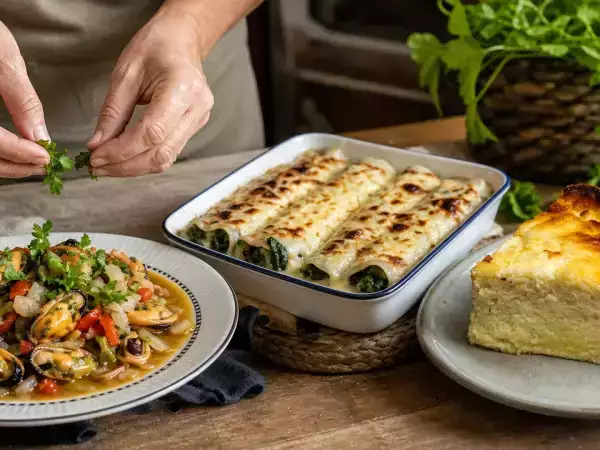 Menú diario, 11 de octubre: aperitivo de mejillones, canelones de acelgas y tarta de queso fresco