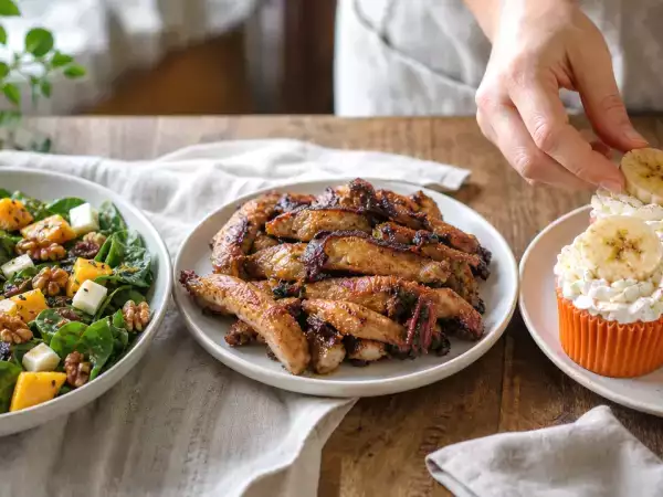 Menú diario, 14 de octubre: ensalada de espinacas, pollo a la miel y cupcakes de plátano