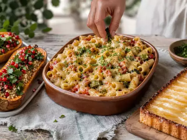 Menú diario, 18 de octubre: calabaza butternut rellena, macarrones gratinados y tarta de pera