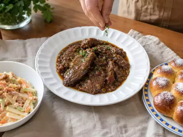 Menú diario, 22 de octubre: ensalada de col, fricandó de ternera y fullatre de Tauste