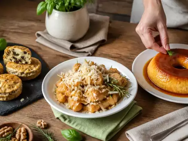 Menú del día, 23 de octubre: pastelitos salados, ñoquis de boniato y flan de queso