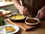 Artículos: Menú del día, 17 de junio: delicias griegas, clafoutis salado y flan de chocolate