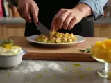 Artículos: Menú vegetariano, 12 de julio: vasitos de guisantes, patatas aliñadas y refrescante sorbete de mango