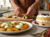 Artículos: Menú vegetariano, 14 julio: Rollitos turcos de queso, ñoquis y un esponjoso bizcocho de nata