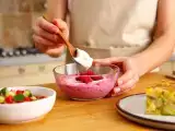 Artículos: Menú vegetariano, 27 de julio: Gazpacho ligero, tortilla de patata y helado de yogur y frambuesa (con y sin heladera)
