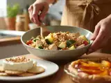 Artículos: Menú diario, 3 de agosto: delicias de queso crema, ensalada de arroz y tarta tatin de melocotón