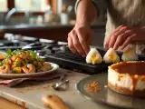 Artículos: Menú diario, 5 de agosto: onigiri a la plancha, ensalada de gambas y cheesecake sin masa