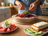 Artículos: Menú diario, 6 de agosto: carpaccio de sandía, pastel frío de palitos de cangrejo y plum-cake de frutas del bosque