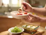 Artículos: Menú vegetariano, 9 de agosto: Sopa fría de fresas y tomate, lasaña de calabacín y sorbete de kiwi