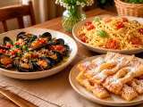 Artículos: Menú diario, 24 de agosto: mejillones a la vinagreta, espaguetis con tomate cherry y corbatas dulces de Unquera