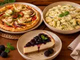 Artículos: Menú vegetariano, 4 de septiembre: Tarta de hortalizas, pasta cremosa con calabacines y tarta de queso y mermelada