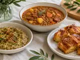 Artículos: Menú vegetariano, 27 de septiembre: Caviar de berenjena, guiso de lentejas y pan perdido de croissants al horno