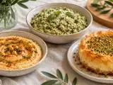 Artículos: Menú vegetariano, 1 de octubre: Hummus, arroz con pesto y cheesecake de pistacho