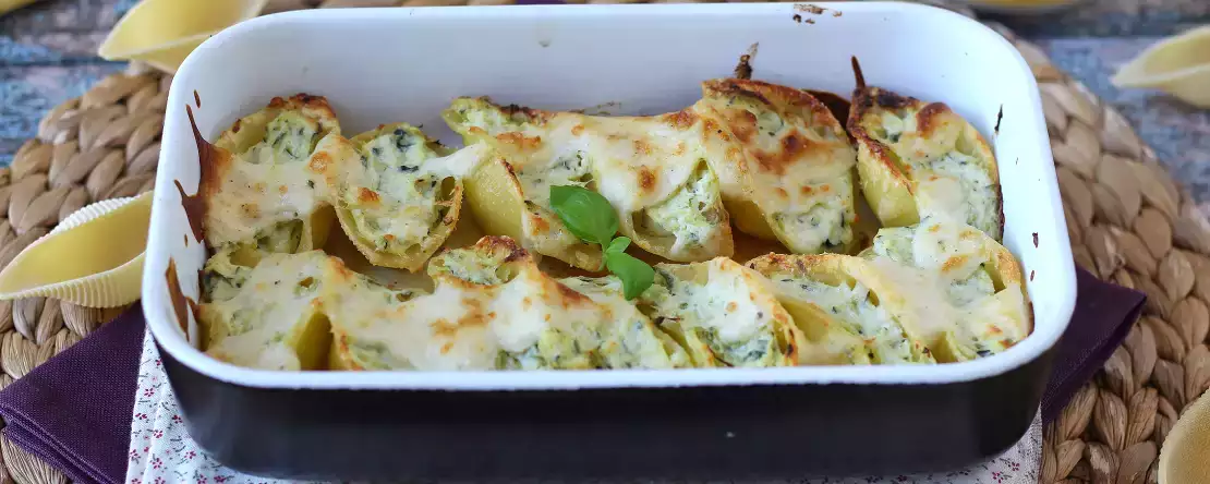 Conchiglioni rellenos de ricotta, calabacín y limón ¡Perfectos para la primavera!