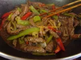 Receta Ternera con pimientos rojo y verde en wok