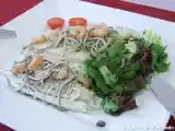 Receta Dorada con gulas y gambas