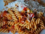 Receta Pasta integral con verdura y chorizo + tomate frito casero