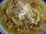 Receta Sopa de fideos con jamon serrano y huevo (fussioncook)