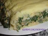 Receta Brazo de puré de patata con espinacas, queso y atún