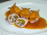 Receta Chipirones rellenos de salteado de verduritas con ajetes, en salsa