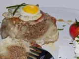 Receta Patata rellena de carne, jamón y berenjena.