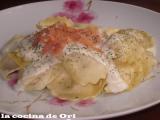 Receta Raviolis de salmon con salsa de queso y salmón ahumado