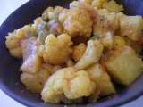 Receta Coliflor con patatas y guisantes/ aloo gobi aur mater