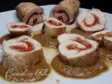 Receta Rollitos de pollo con jamón serrano y pimientos de piquillo en salsa (fussioncook)