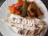 Receta Pez ballesta con revuelto de hortalizas