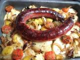 Receta Longaniza con verduras al horno (tradicional y horno)